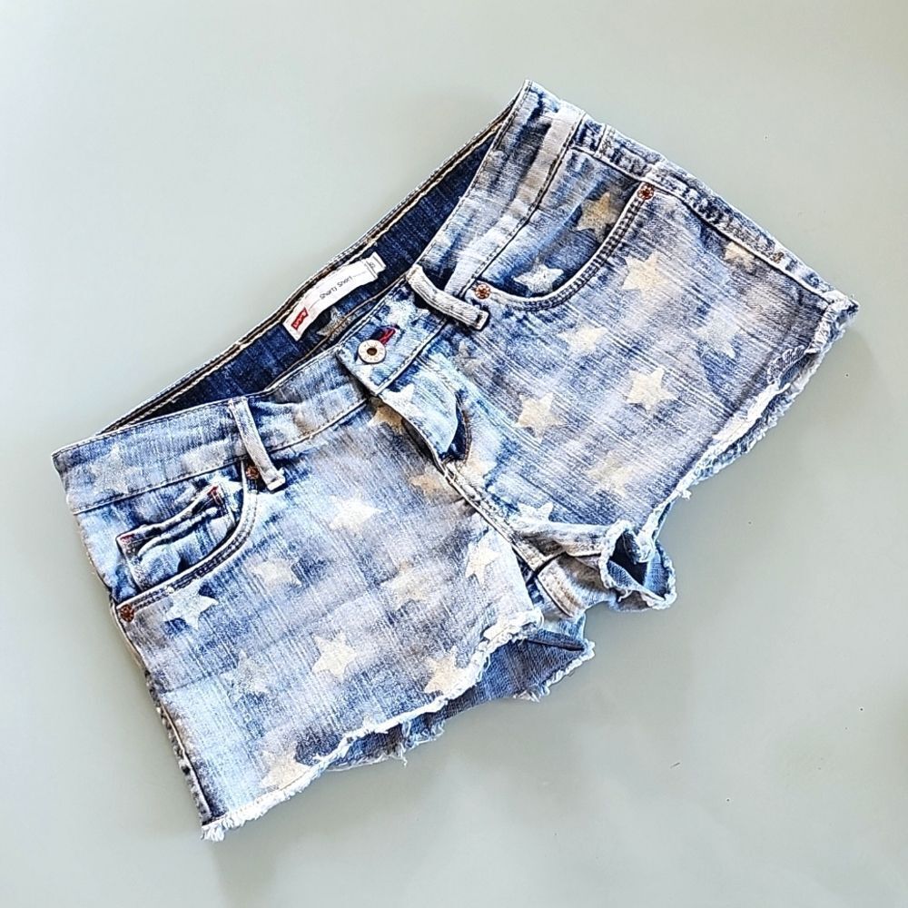 Levi Shorty Short Denim Americana Shorts‎ Size 9 - Picture 2 of 10